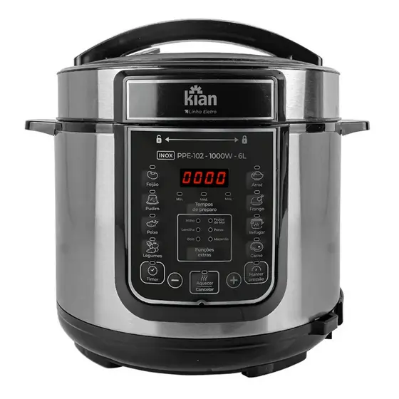 Panela de Pressão Elétrica PPE-102 – 6L Kian Controle de Temperatura Cuba Antiaderente Inox