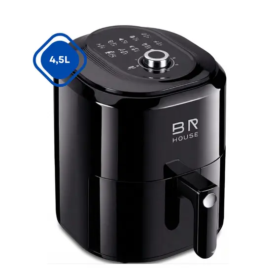 Fritadeira  Eletrica  Air Fryer BR House 4,5L 200 Graus de Temperatura Timer de 60 Min