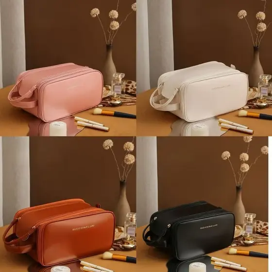 Presentes do Dia das Mães De Maquiagem De Grande Capacidade Para Mulheres Portátil De Viagem Multifuncional De Couro À P