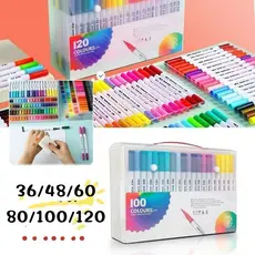 36/48/60/80/100/120cor Kit Canetas Artísticas Dual Brush – Ponta Dupla para Lettering, Desenho e Pintura