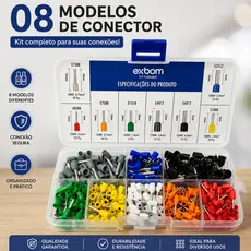 Terminal Ilhós tubular dE fio eletrico 400 unidades c/ 08 modelos de conector
