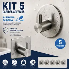 Kit 5 Ganchos De Aço Adesivos Pendurar Casaco Chapéu Luxo