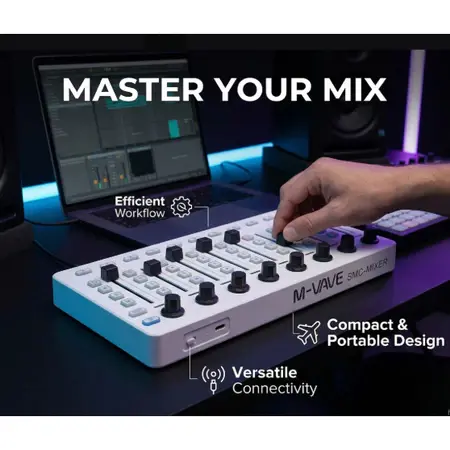 M-VAVE SMC-Mixer Wireless MIDI Controller Mixing Console BT Connection USB Controller Mixer for Most Electroacoustic Ins