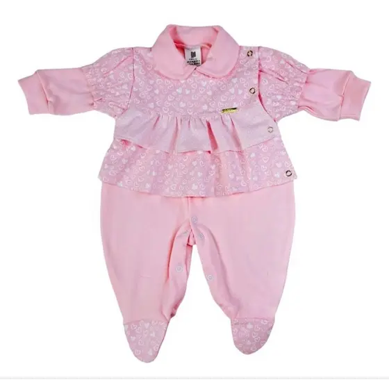Macacão De Bebê Rosa Princesa Luxo