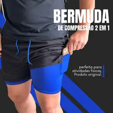 Bermuda Masculina Academia 2 em 1 Color Treino Confortável