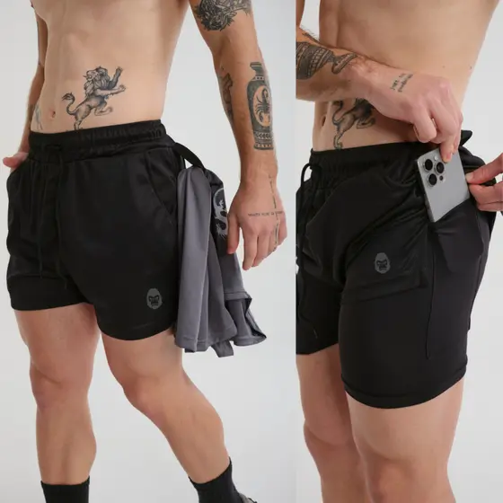 3 ou 2 Bermudas de Compressão 2 em 1 KONG Masculino