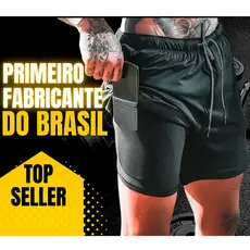 Shorts Masculino para Exercícios 2 em 1 Corrida Forrado