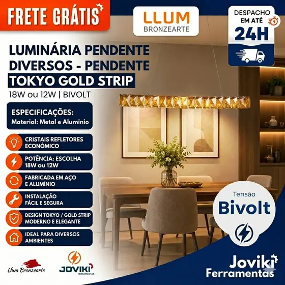 Luminária Pendente de LED Tokyo Gold Strip