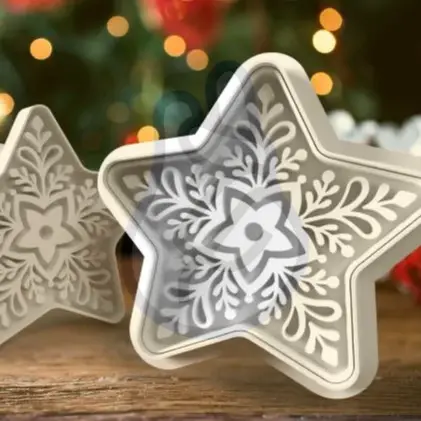 Cortador para Biscoito Natalino Modelo Estrela Ornamental
