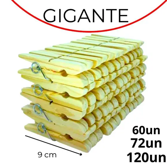 Prendedor de Roupa Madeira Gigante 60, 72,120 e 240 Unid Pregador Econômico