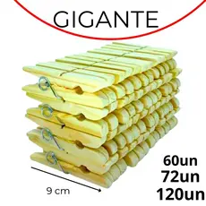 Prendedor de Roupa Madeira Gigante 60, 72,120 e 240 Unid Pregador Econômico