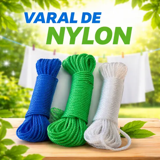 Corda de Nylon Para Varal Com 10 Metros Resistente Cores Sortidas