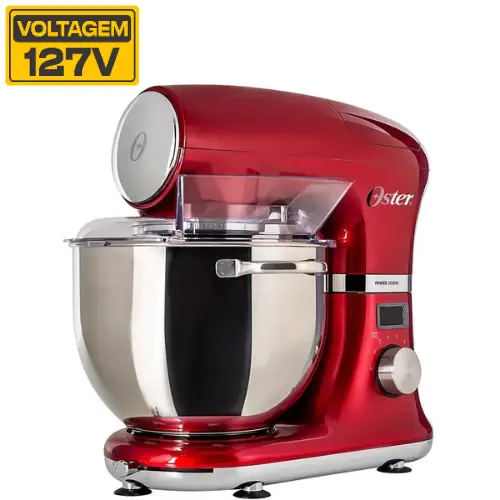 Batedeira Planetária Digital Oster Bowl Inox Vermelha 127v