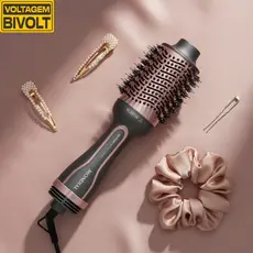 Escova Secadora Modeladora e Alisadora 3 em 1 Mondial ES-11-BI 1300w Rose Grey Keratin Bivolt