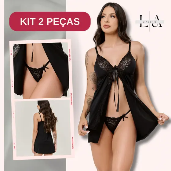 Kit 2 Camisolas Renda Aberta + Calcinhas Brinde | Elegância e Conforto