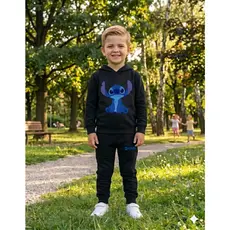 Conjunto menino inverno lilo Stitch Blusa com capuz calça com elastico na cintura