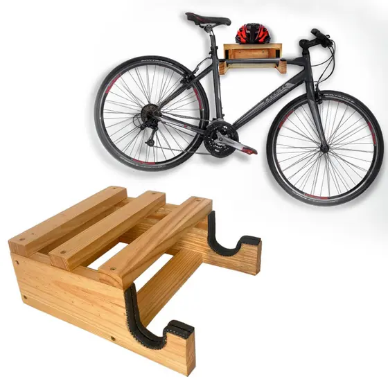 Suporte De Parede P/ Bicicleta Ciclista Sala Casa Madeira