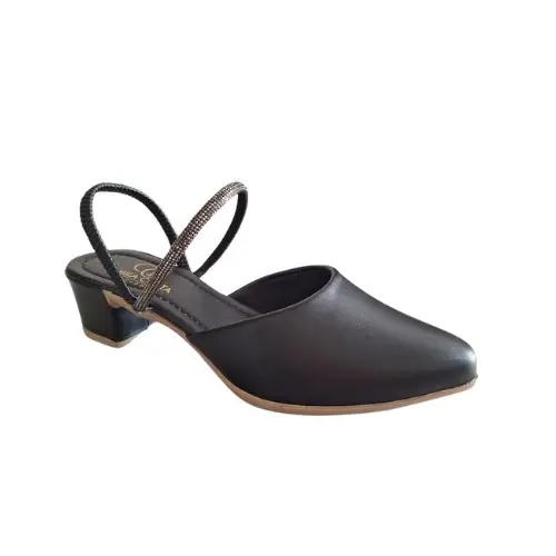 Scarpin Mule Feminino Casual 2 em 1 Social Confortavel Elastico Traseiro Salto Baixo Grosso Bloco Preto080