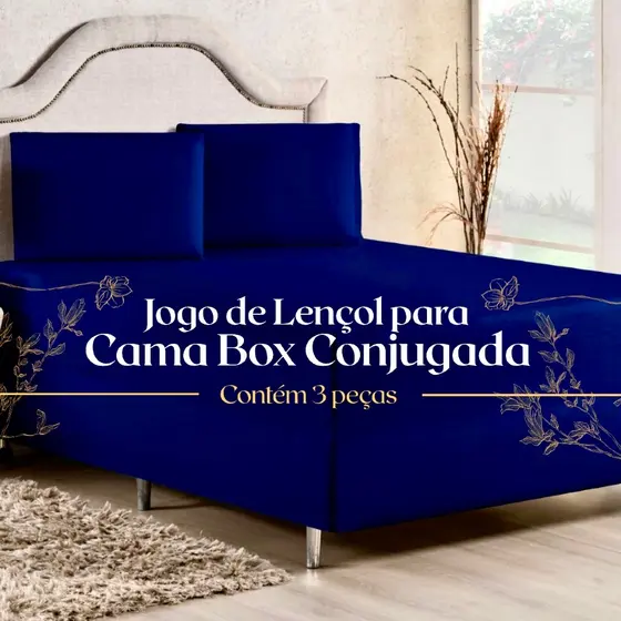 Jogo 3 Peças Capa Luva Para Cama Queen Padrão Box Conjugado