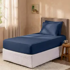 Lençol Avulso Exclusivo com Elástico para Cama de Solteiro Percal 400 Fios Toque Macio
