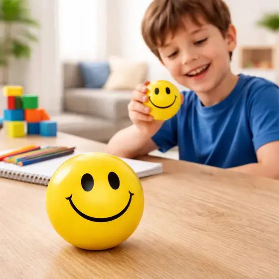 Bolinha Anti-Stress Emoji Amarela Macia Apertável Squishy