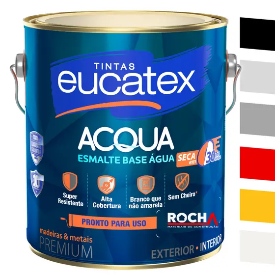 Tinta Esmalte Base Agua p/ Ferro Madeira Azulejo Sem Cheiro Eucatex