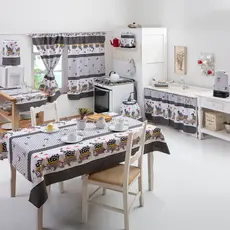 Jogo De Cozinha Kit 10 Peças Estampado Com Toalha De Mesa 6 Cadeiras