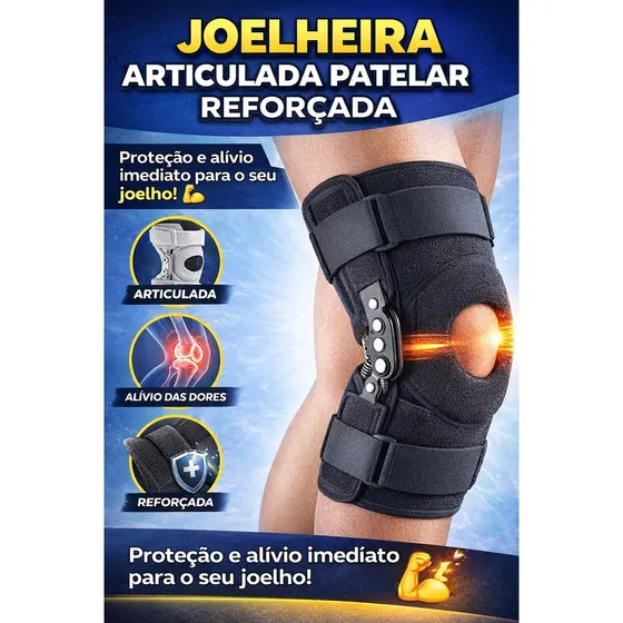 Joelheira De Compressão Ortopédica Articulada Esportiva Com Apoio Reforçado Para Alívio De Dor No Joelho