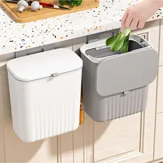 Lixeira Suspensa 9L com Tampa para Cozinha Porta Armário