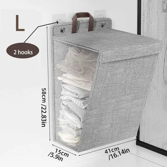 Cesto De Roupa Suja Dobrável Para Pendurar Na Parede