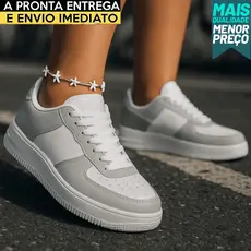 Tênis Unissex Branco Cinza Feminino Casual 34 ao 43 Conforto Durável
