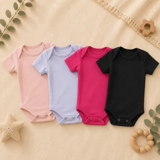 Kit Body Liso Bebê Menina 4 Peças 100% Algodão.