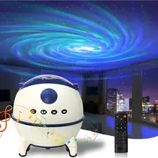 Projetor de Luz Estrelas Galáxia Astronauta Bluetooth Caixa de Som Lampada Noturna Quarto Infante Controle