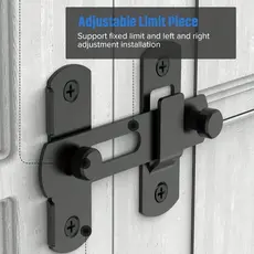 Trava Trinco Ângulo 90°  e 180° Graus Porta Janela Fechadura Armário Aço Preto Fosco Resistênte