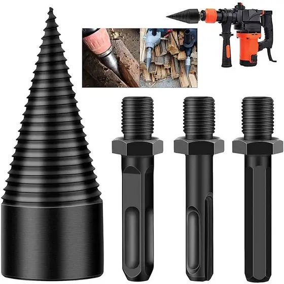 kit 4PSC Broca Para Divisora De Lenha De Cone Dividido Ferramentas 30-50mm para Furadeira