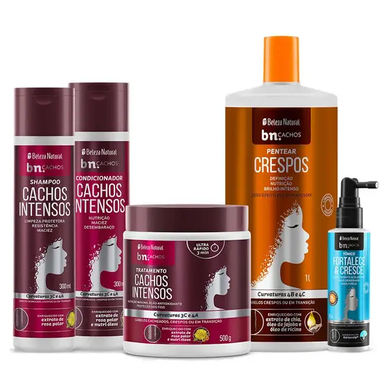 Kit Cachos Intensos + Pentear Crespos + Tônico Capilar 100ml (3 Unidades)
