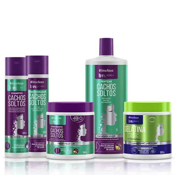 Kit Cachos Soltos + Gelatina Capilar para Cachos 500g bn.Cachos