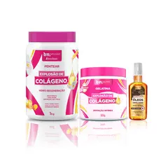 Creme de Pentear, Gelatina Explosão de Colágeno, Óleo de Linhaça e Algodão 55ml bn.Cachos