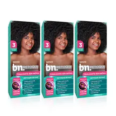 Kit Tonalizante Castanho Escuro 3.0 Sem Amônia 90g bn.Cachos Retoque Raiz (3 Unidades)