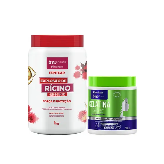 Creme de Pentear Explosão de Rícino + Gelatina 500g bn.Cachos