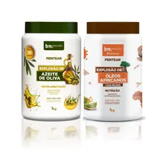 Kit Creme De Pentear Cachos Óleos Africanos 1kg + Creme Pentear Azeite De Oliva 1kg
