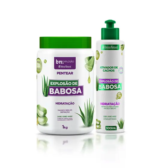 Kit Explosão de Babosa Creme de Pentear 1kg + Ativador de Cachos 300ml