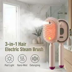 Escova De Cabelo Elétrica A Vapor 3 Em 1 , Alisador Recarregável Com Spray De Névoa , Almofada Desembaraçadora , Pente