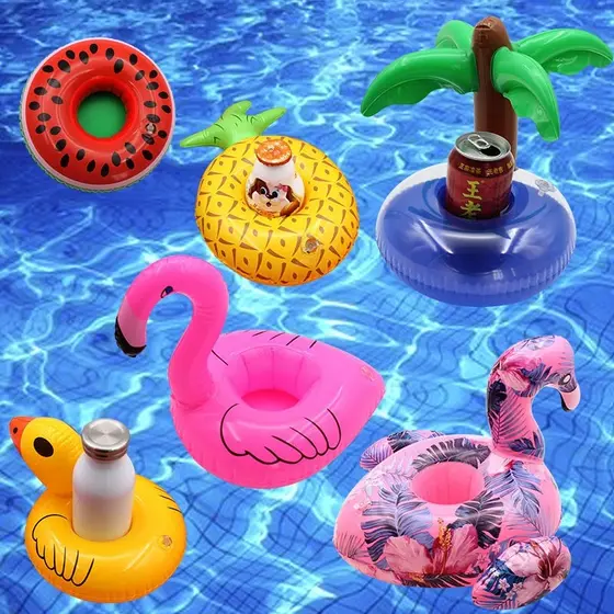 Kit 5/10/10/20 Porta-copos inflável, lata flutuante, donut, frutas, abacaxi, melancia,flamingo, modelos variados,