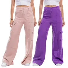 HBD 021# Calça Pantalona Alfaiataria Cargo Com Bolso Lateral E Vibrantes HC-CL-021