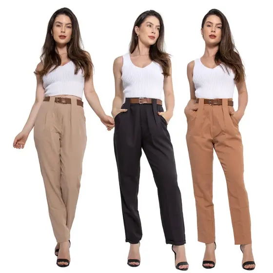 HBD Calça Alfaiatraia Feminina Acompanha Cinto Com Bolso e Zipper HM-CL-026