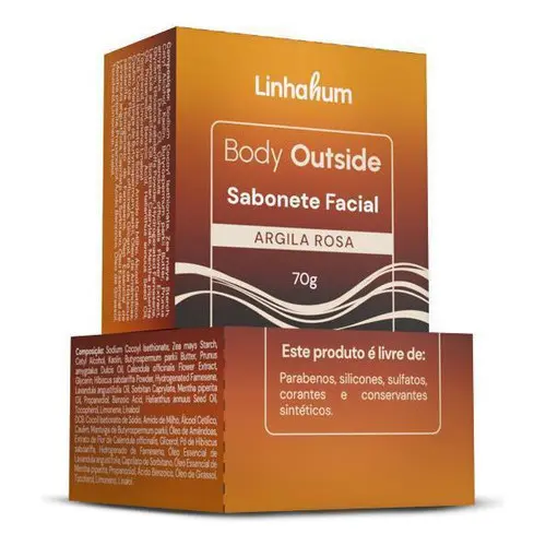 Sabonete Facial Argila Rosa Body Outside 70 G Linhahum