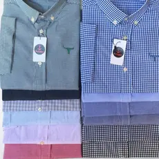 Camisa Masculina Algodão Xadrez Listrada Social Manga curta Coutryn Modelo Slim Cabeça do boi