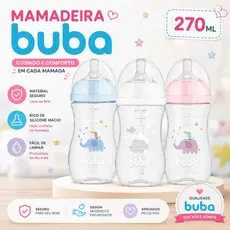 Mamadeira Buba Mamadeira Bebe 270 ml Bico Silicone Sistema Anticolica Vedação Segura Mamadeira Bebe