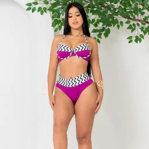 Lançamento biquíni plus size com listras em Zebrinhas e tecido anruga
